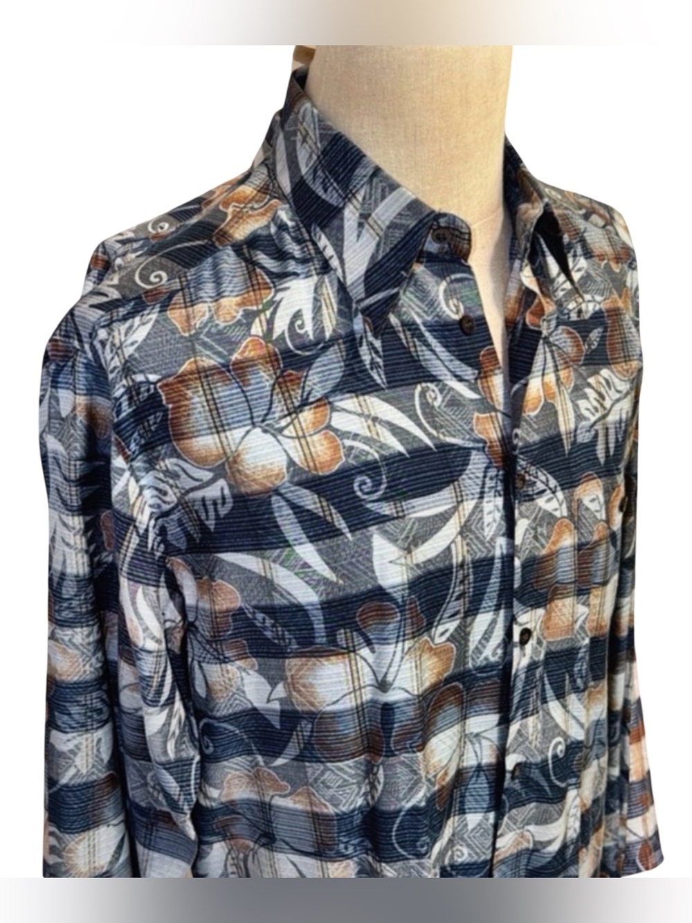 Zanella Men’s Button Down Shirt | Blue | Abstract Luxury | Large | Made in Italy - Picture 3 of 15